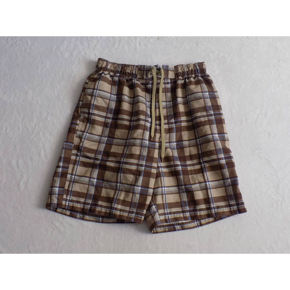 Sonoma Life + Style Plaid Shorts Swim Trunks Large 100% Polyester‎